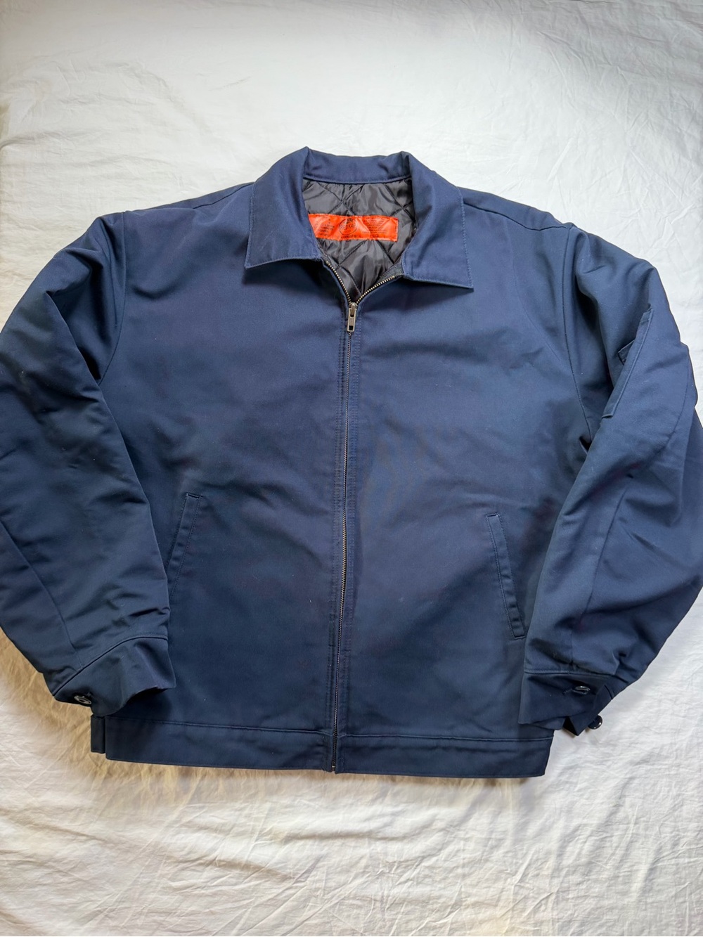 Red Kap Men's Navy Bomber Jacket with Orange Lining